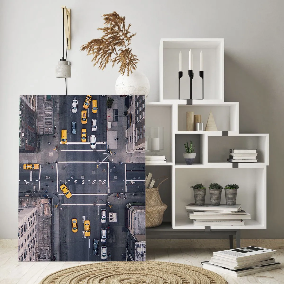 Obraz na szkle - Widok z lotu ptaka na ruchliwą ulicę miasta - 80x120cm - Prosty wybór - Nowoczesna dekoracja ścienna do salonu i sypialni ARTTOR