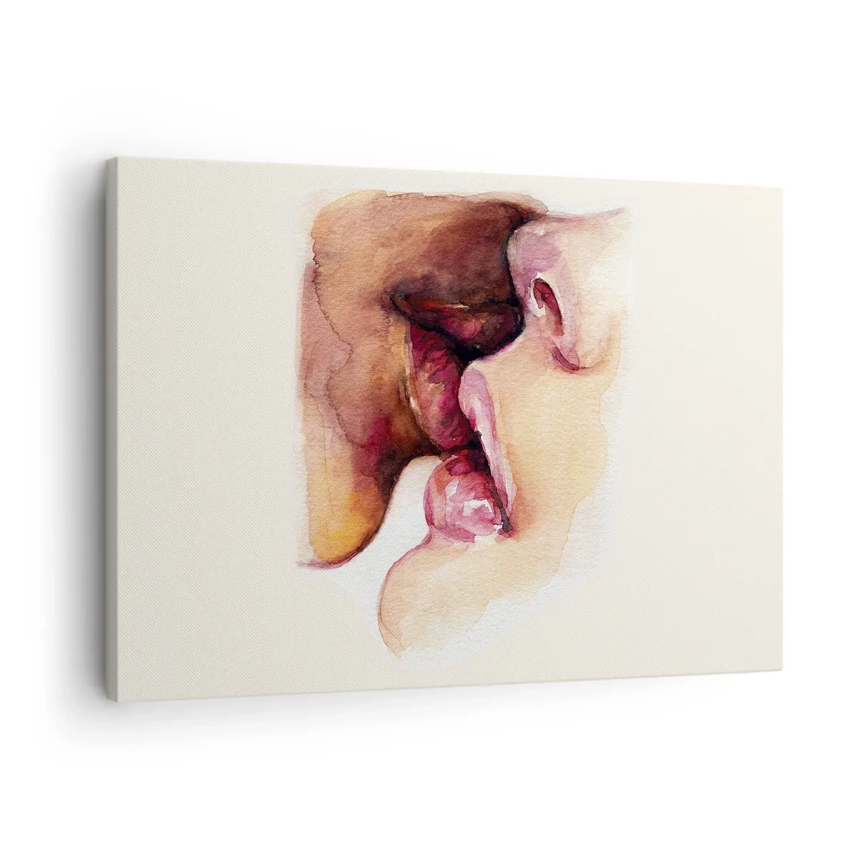 Obraz na płótnie - Akwarelowy obrazek przedstawiający zbliżenie twarzy - 70x50cm - Jak noc i dzień, ziemia i niebo - Nowoczesna dekoracja ścienna do salonu i sypialni ARTTOR