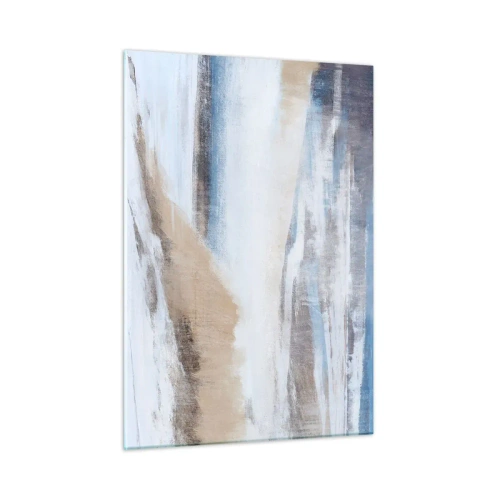 Obraz na szkle - Delikatna abstrakcja w chłodnych beżowo-niebieskich tonach - 50x70cm - Zimowa kompozycja - Nowoczesna dekoracja ścienna do salonu, kuchni i sypialni ARTTOR