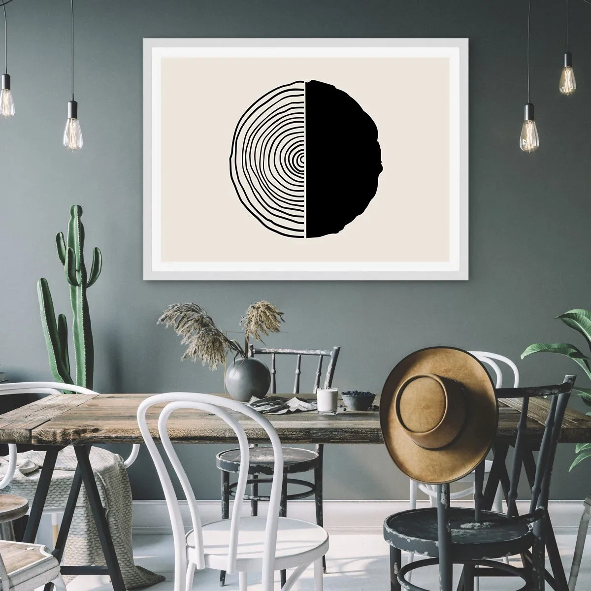 Plakat w białej ramie - Pół na pół - 50x40 cm