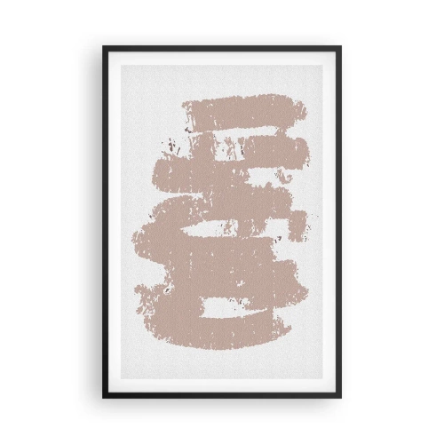 Plakat w czarnej ramie - Abstrakcja w łagodnym różu - 61x91 cm