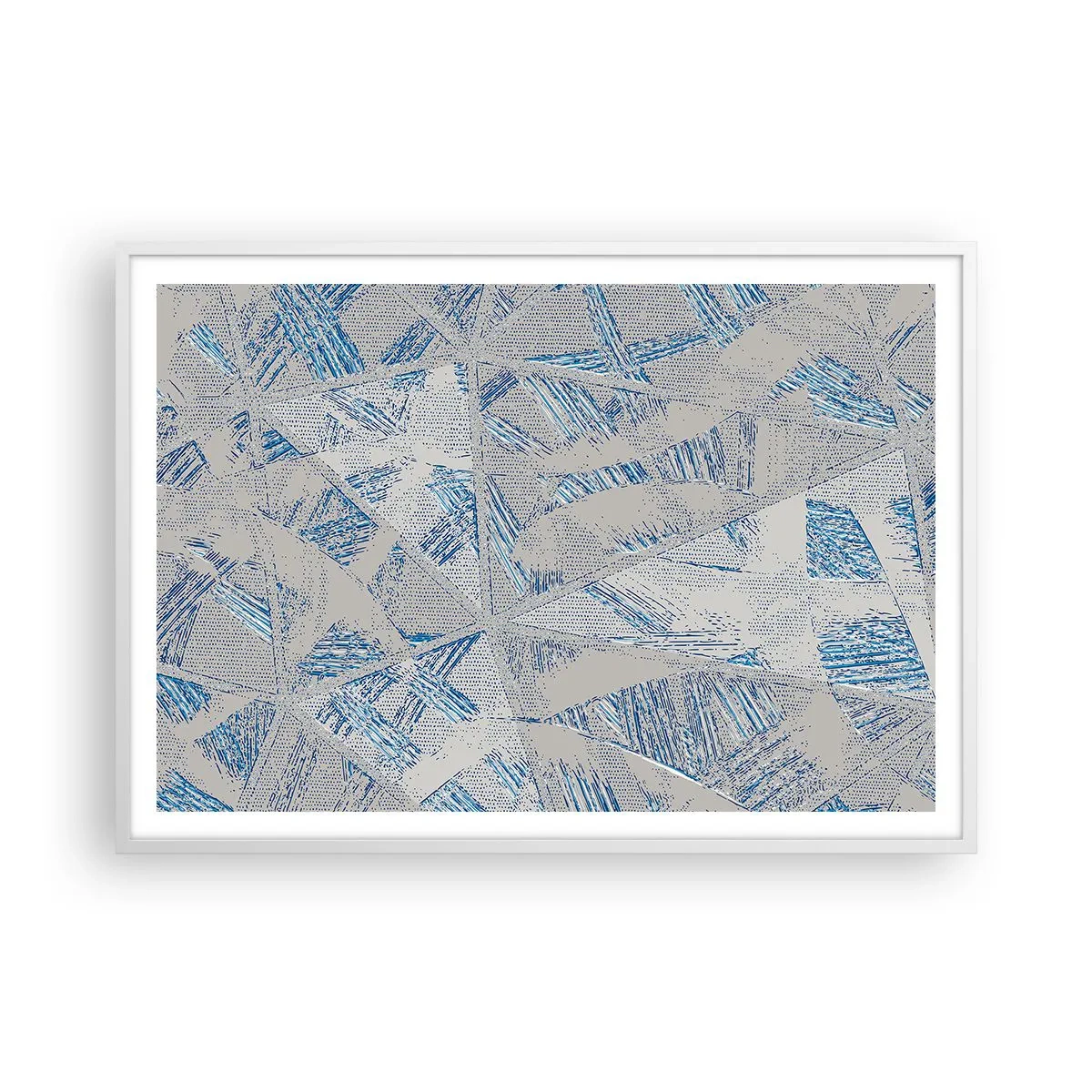 Plakat w białej ramie - W szaroniebieskim labiryncie - 100x70 cm