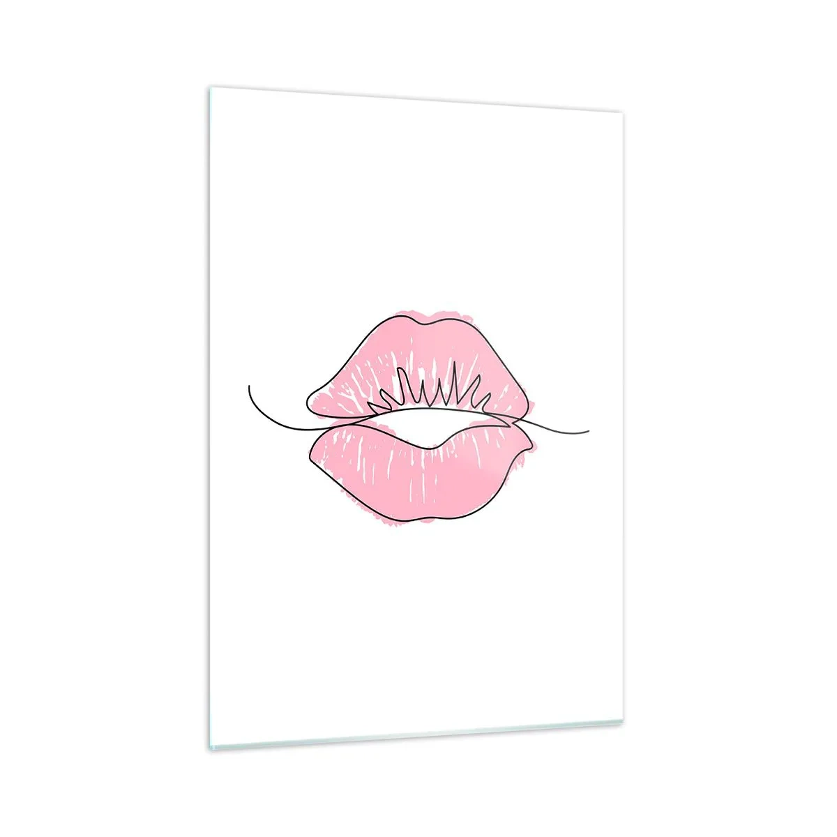 Obraz na szkle - Abstrakcyjny obraz ust w odcieniach różu i czerni - 50x70cm - Gotowy do pocałunku? - Nowoczesna dekoracja ścienna do salonu, kuchni i sypialni ARTTOR