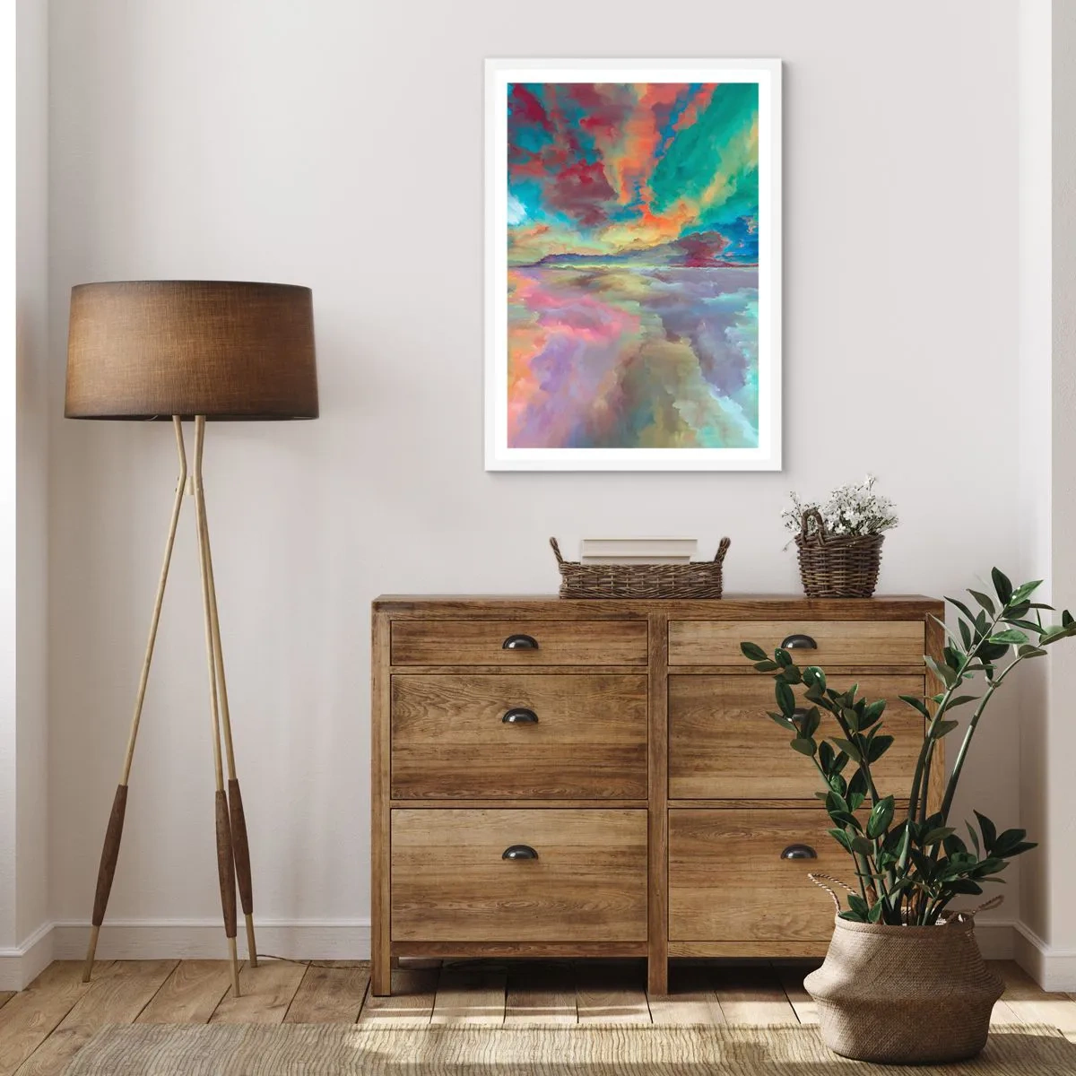 Plakat w białej ramie - Dwa nieba - 70x100 cm