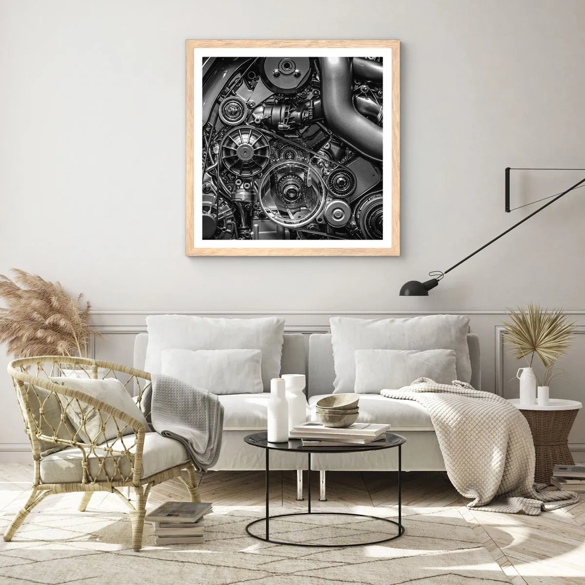 Plakat w ramie jasny dąb - Poezja mechaniki - 60x60 cm