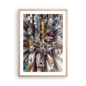 Plakat w ramie jasny dąb - Pozdrowienia z Hongkongu - 50x70 cm