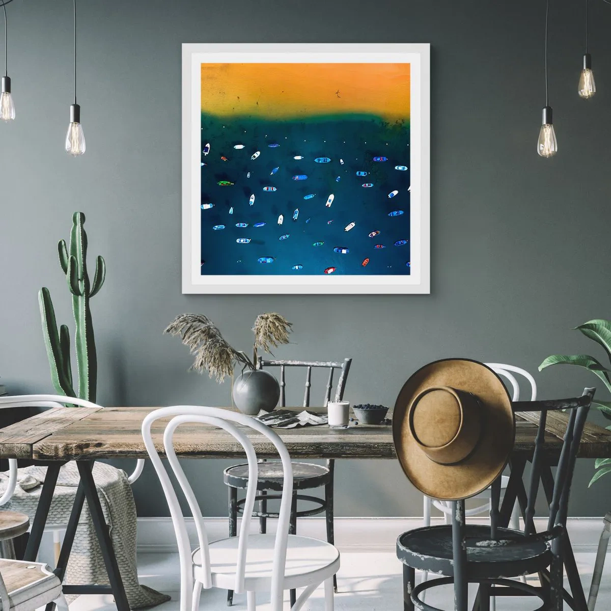 Plakat w białej ramie - Wakacyjna gra - 40x40 cm