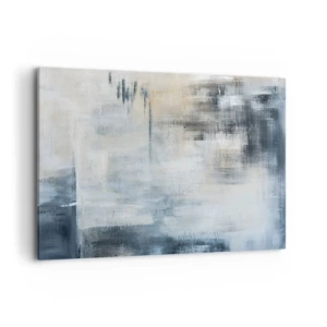Obraz na płótnie - Abstrakcyjna kompozycja w odcieniach błękitu i szarości - 120x80cm - Za zasłoną błękitu - Nowoczesna dekoracja ścienna do salonu, kuchni i sypialni ARTTOR