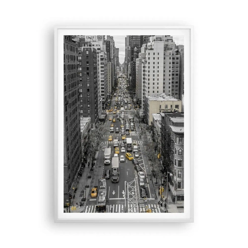 Plakat w białej ramie - Życie Nowego Yorku - 70x100 cm