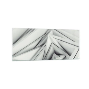 Obraz na szkle - Abstrakcyjna kompozycja geometrycznych kształtów w odcieniach szarości - 120x50cm - Ostrych kątów pąkowie - Nowoczesna dekoracja ścienna do salonu i sypialni ARTTOR