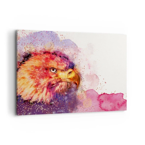 Obraz na płótnie - Portret orła w artystycznych akwarelowych barwach - 100x70cm - Nie chcesz wiedzieć, o czym myślę - Nowoczesna dekoracja ścienna do salonu, kuchni i sypialni ARTTOR