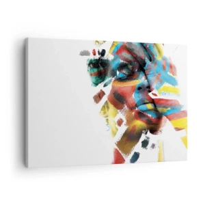 Obraz na płótnie - Abstrakcyjny portret w żywych kolorach - 70x50cm - Barwna osobowość - Nowoczesna dekoracja ścienna do salonu i sypialni ARTTOR