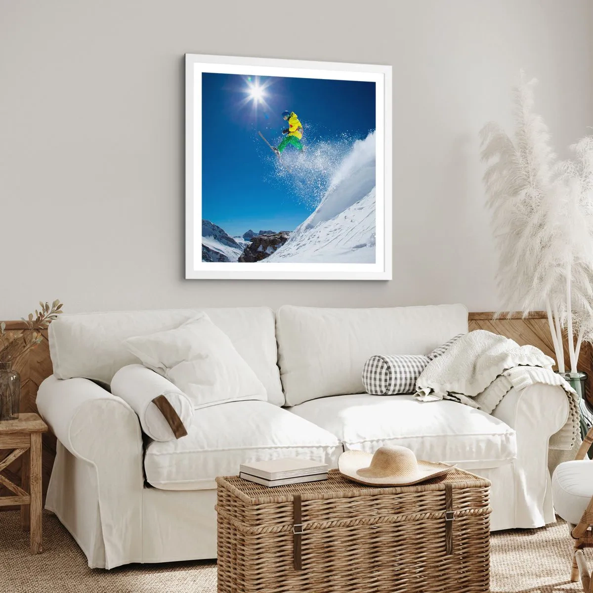 Plakat w białej ramie - Tańczący z górami - 40x40 cm