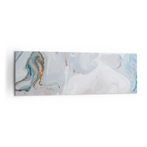 Obraz na płótnie - Abstrakcyjne fale w tonacji błękitu i bieli - 160x50cm - Biel wypiętrzona - Nowoczesna dekoracja ścienna do salonu i sypialni ARTTOR