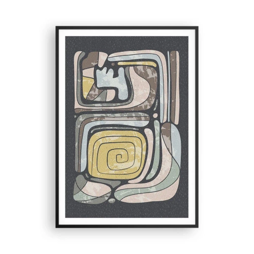 Plakat w czarnej ramie - Abstrakcja w duchu prekolumbijskim - 70x100 cm