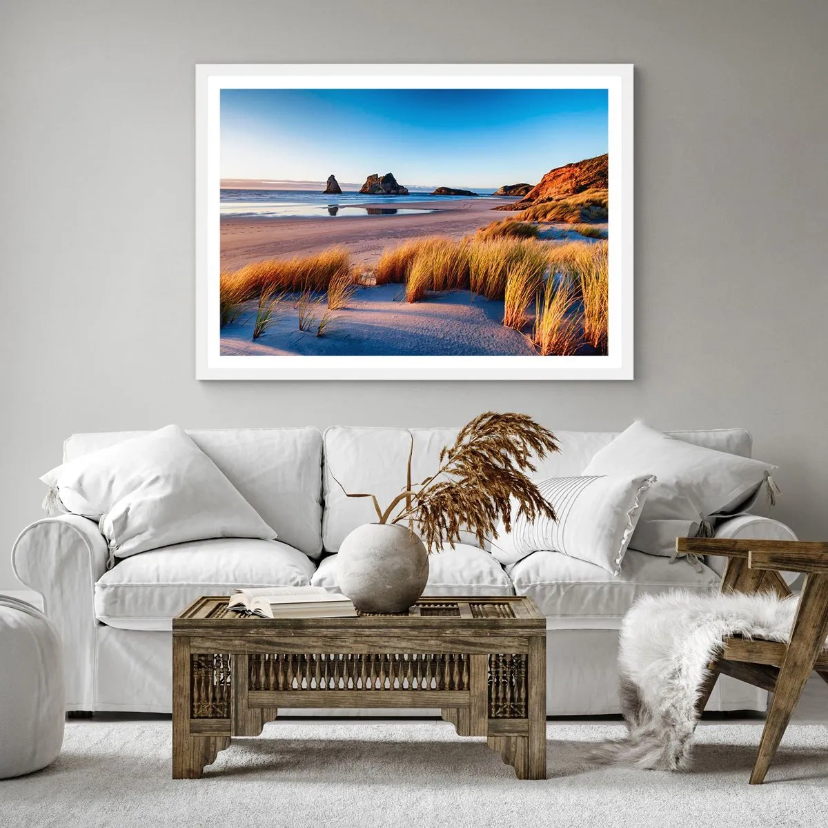 Plakat w białej ramie - Dla poszukiwaczy spokoju - 60x60 cm