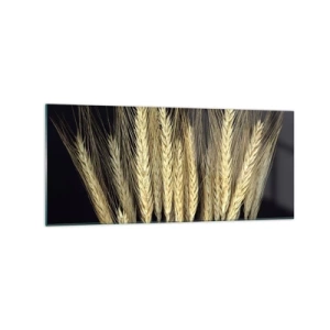 Obraz na szkle - Kłosy pszenicy na czarnym tle w rustykalnym stylu - 120x50cm - Rustykalna magia - Nowoczesna dekoracja ścienna do salonu i sypialni ARTTOR