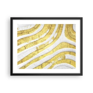 Plakat w czarnej ramie - Kompozycja w bieli i złocie - 50x40 cm