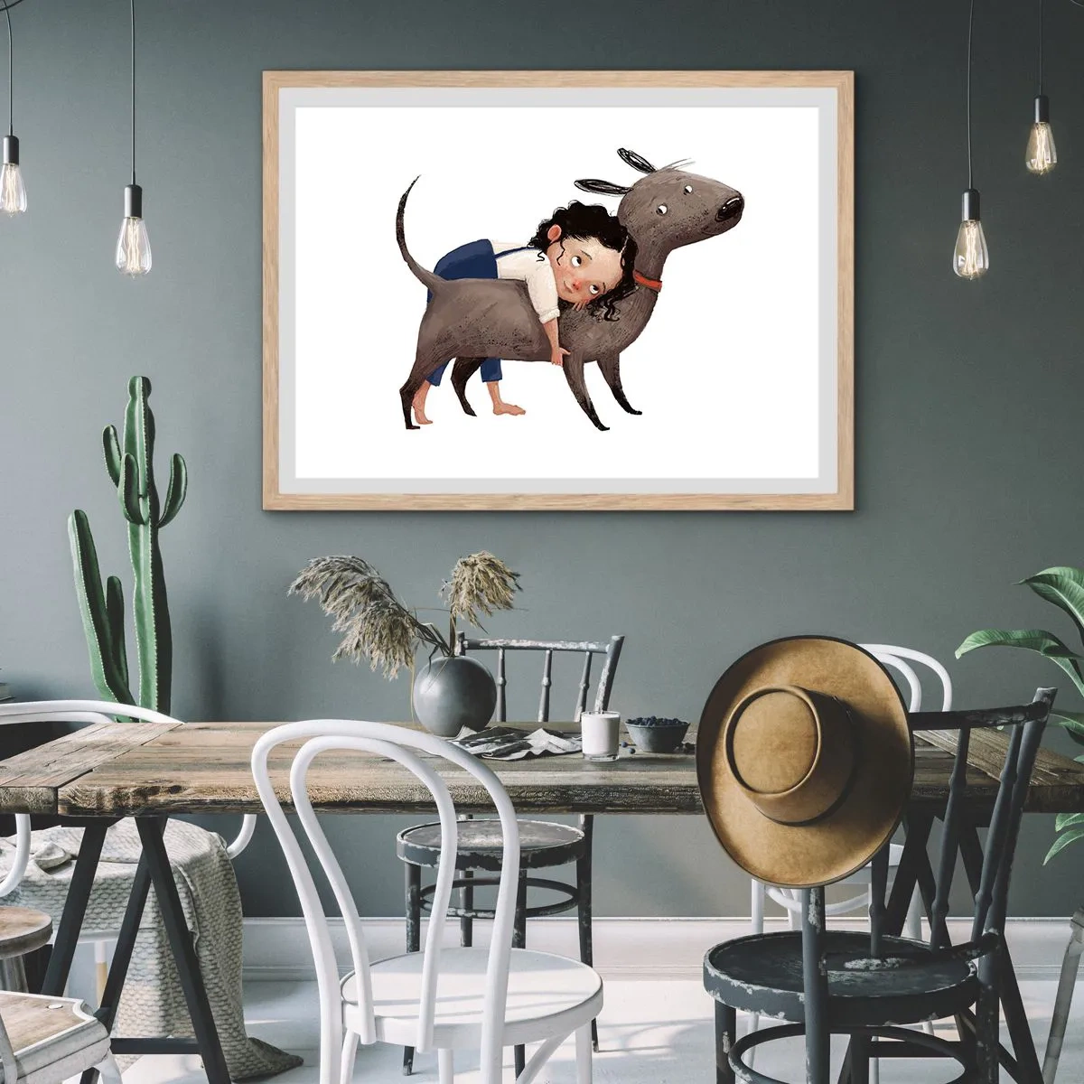 Plakat w ramie jasny dąb - Najlepsi przyjaciele - 100x70 cm