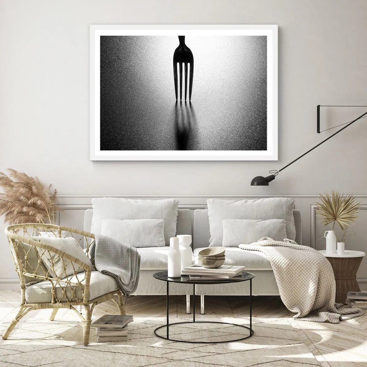 Plakat w białej ramie - Światło i cień - 100x70 cm