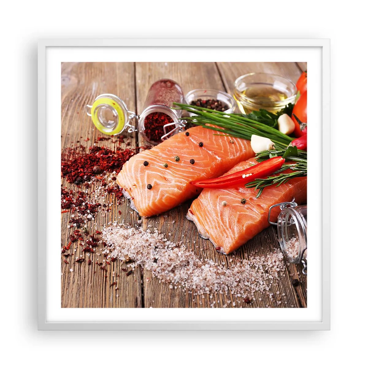 Plakat w białej ramie - Norweska przygoda w kuchni - 60x60 cm