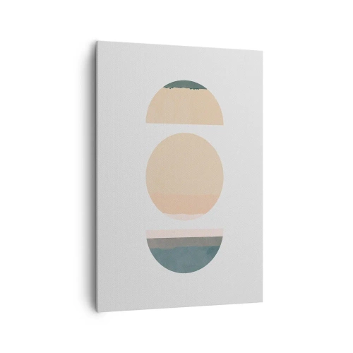 Obraz na płótnie - Abstrakcyjne kształty geometryczne w pastelowych kolorach - 70x100cm - Koło za kołem - Nowoczesna dekoracja ścienna do salonu i sypialni ARTTOR