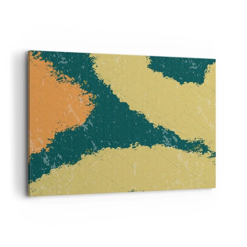 Obraz na płótnie - Abstrakcyjne plamy w kolorach ziemi i zieleni - 120x80cm - Abstrakcja – powolnym ruchem - Nowoczesna dekoracja ścienna do salonu, kuchni i sypialni ARTTOR