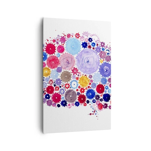 Obraz na płótnie - Kolorowy abstrakcyjny mózg z motywem kwiatowym - 80x120cm - Najdoskonalsza machina natury - Nowoczesna dekoracja ścienna do salonu i sypialni ARTTOR