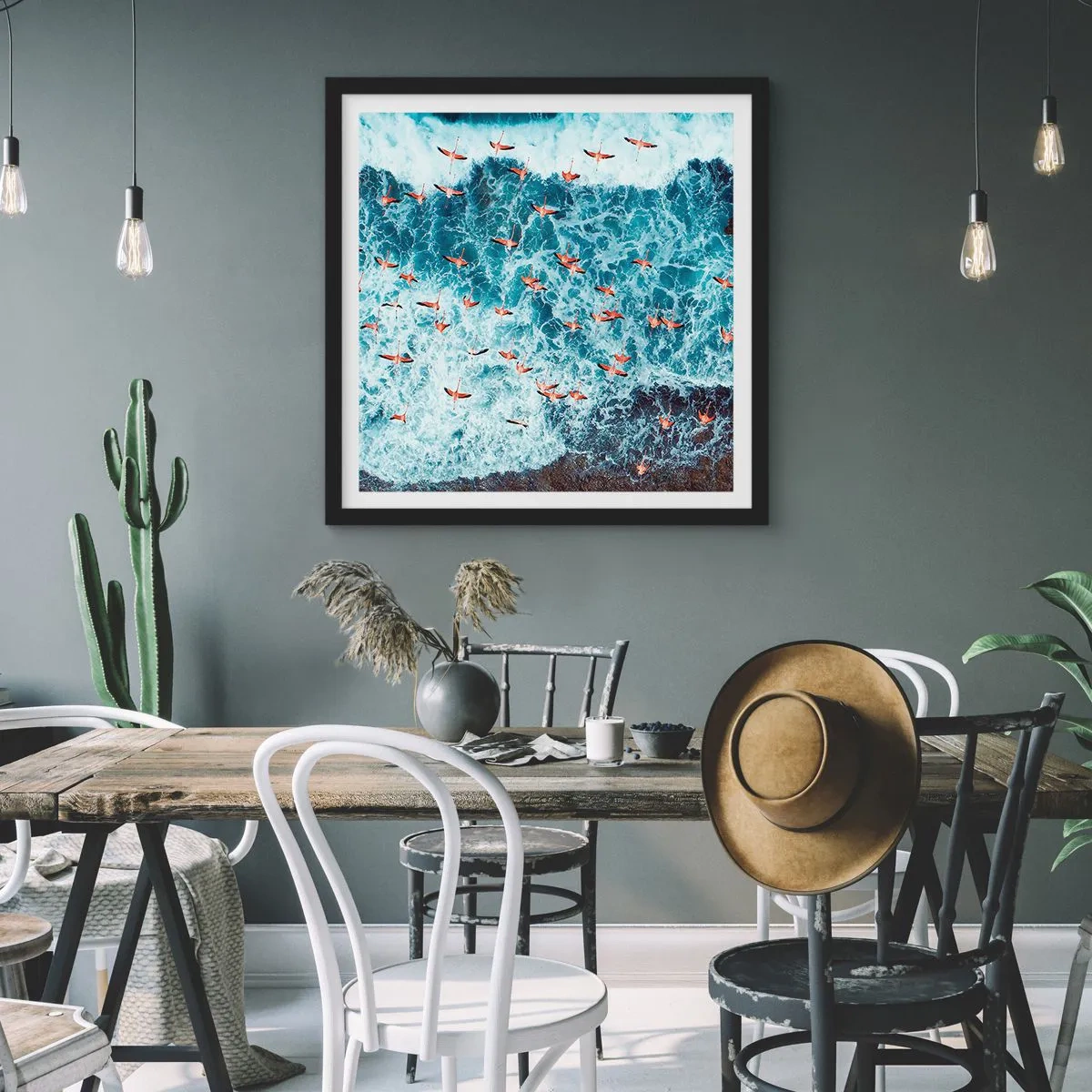 Plakat w czarnej ramie - Nadmorska parada - 50x50 cm