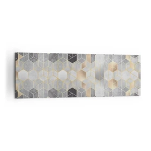 Obraz na płótnie - Geometryczny wzór w złotych odcieniach - 160x50cm - Diamentowa kompozycja - Nowoczesna dekoracja ścienna do salonu i sypialni ARTTOR