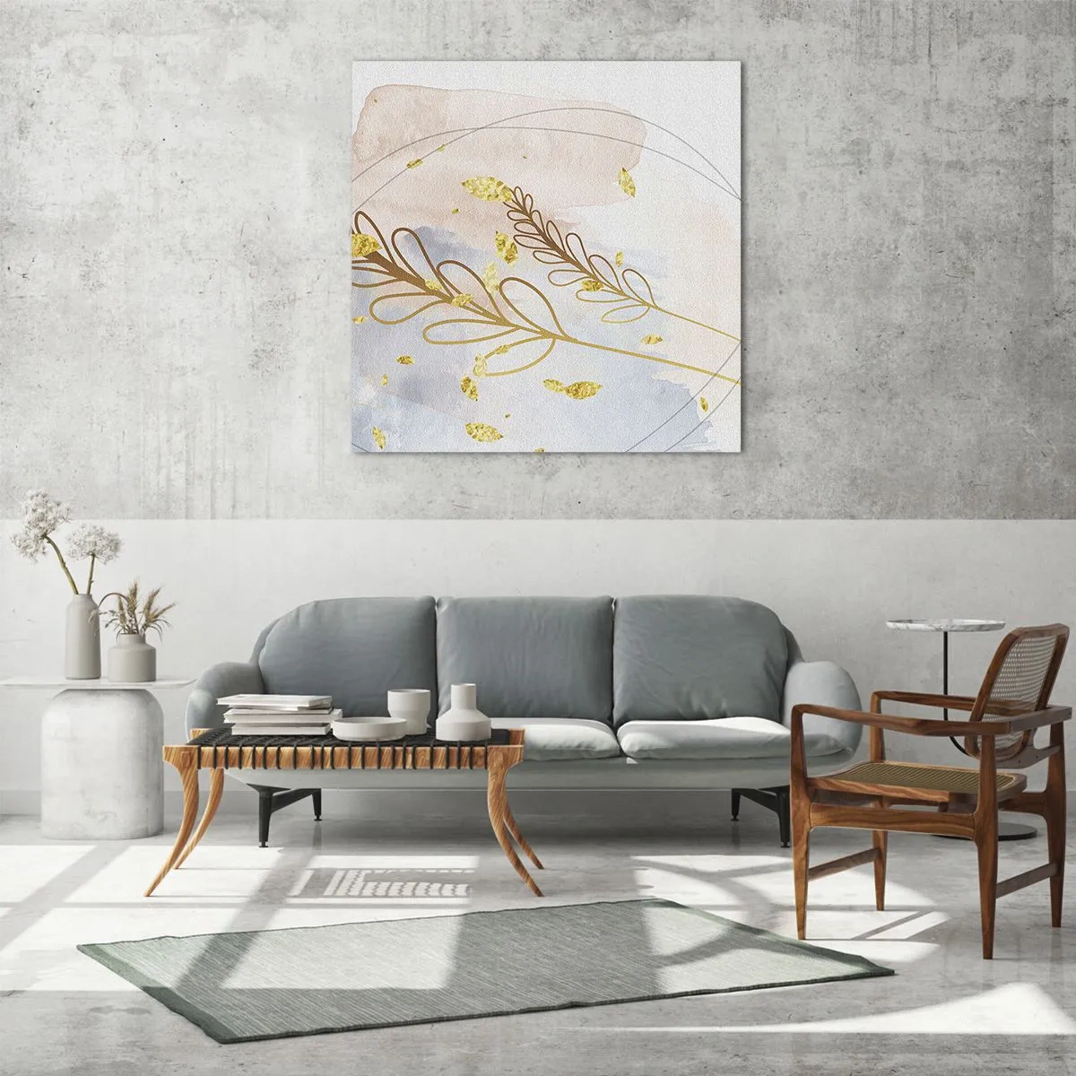 Obraz na szkle - Złoty podmuch - 60x60 cm