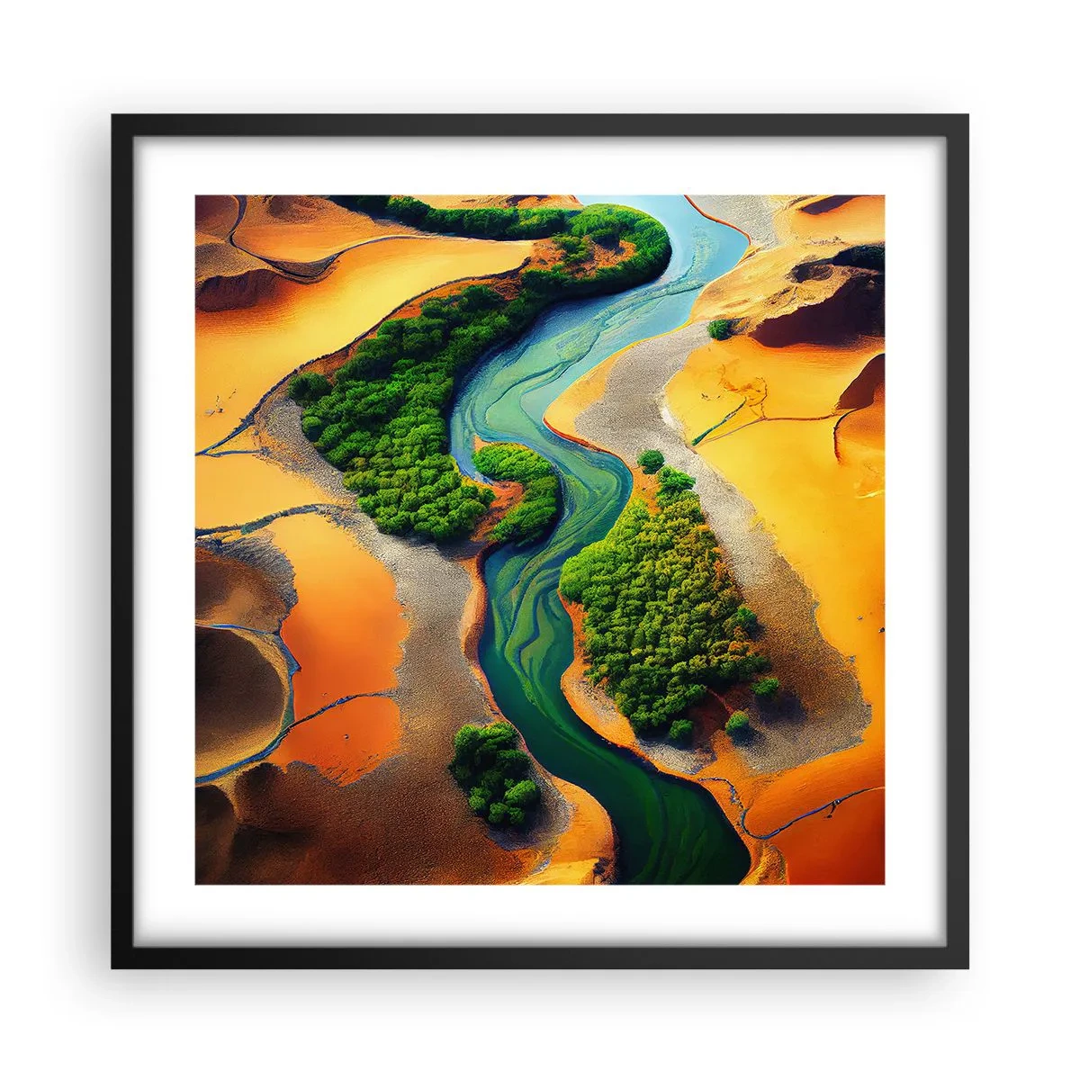 Plakat w czarnej ramie - Życiodajna rzeka - 50x50 cm