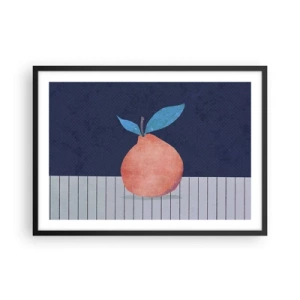 Plakat w czarnej ramie - Abstrakcyjny owoc na tle kontrastowych kolorów i prostych linii - 70x50cm - Wypukłość i płaszczyzna - Nowoczesna dekoracja ścienna do salonu i sypialni ARTTOR