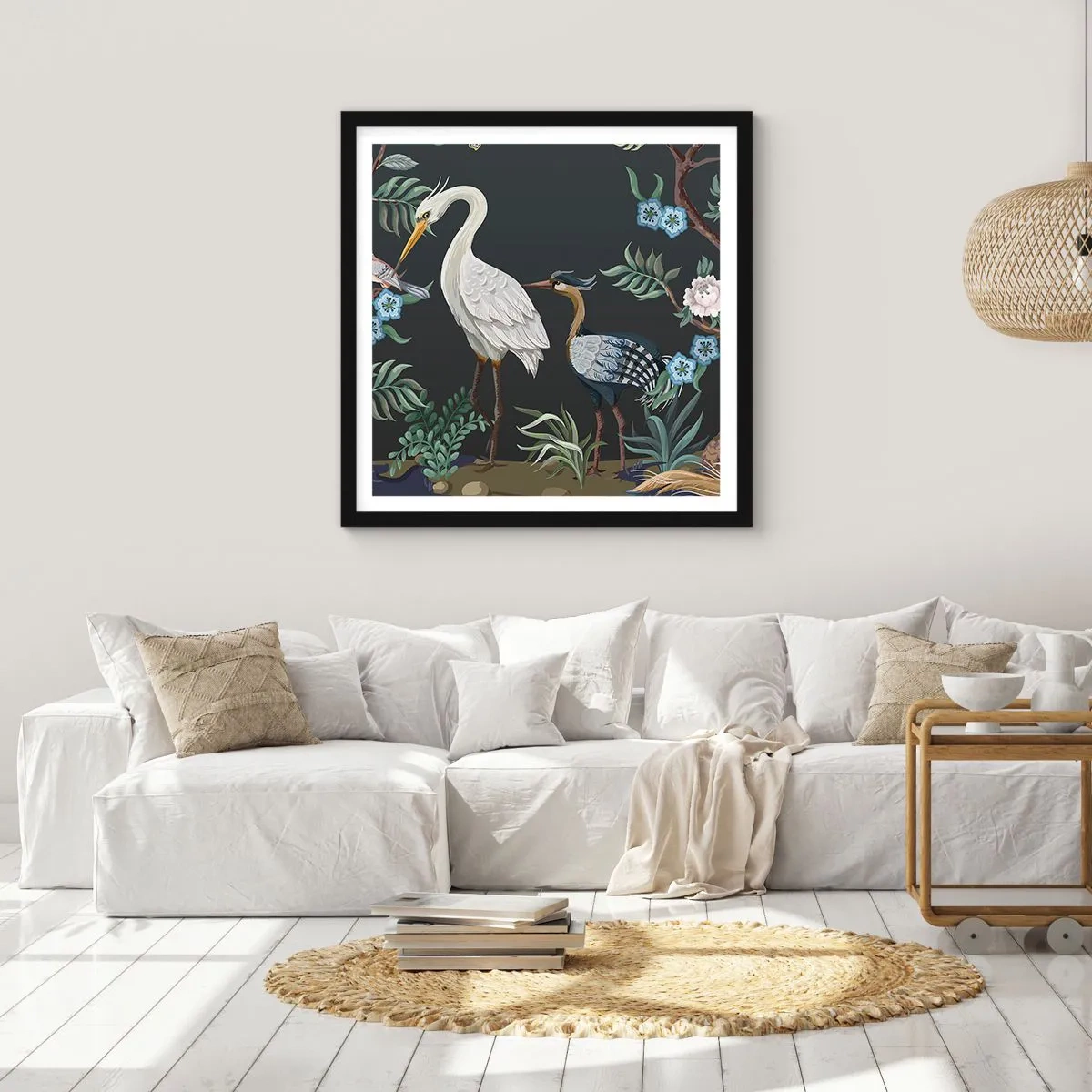 Plakat w czarnej ramie - Ptasia parada - 30x30 cm