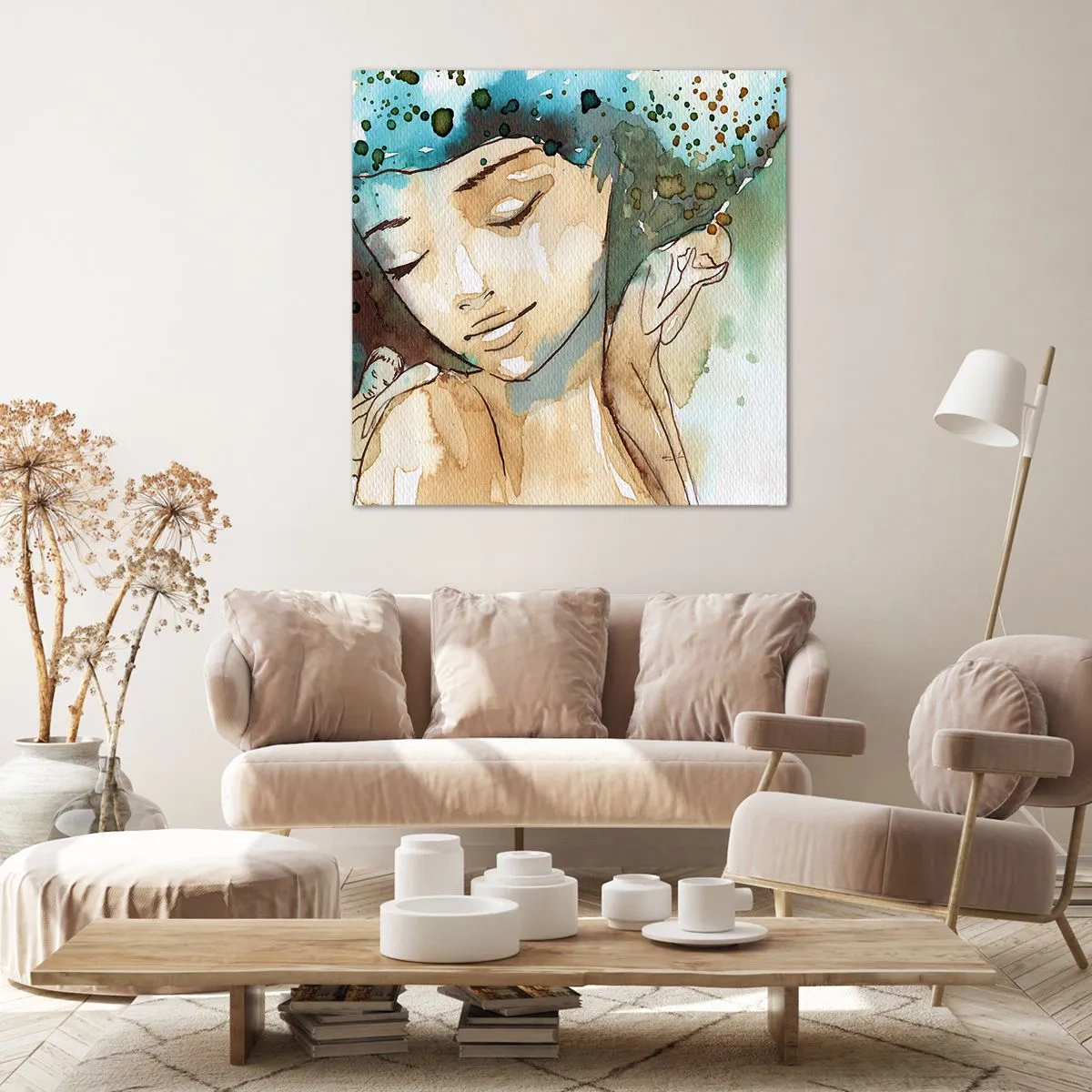 Obraz na płótnie - Lady in blue - 70x70 cm