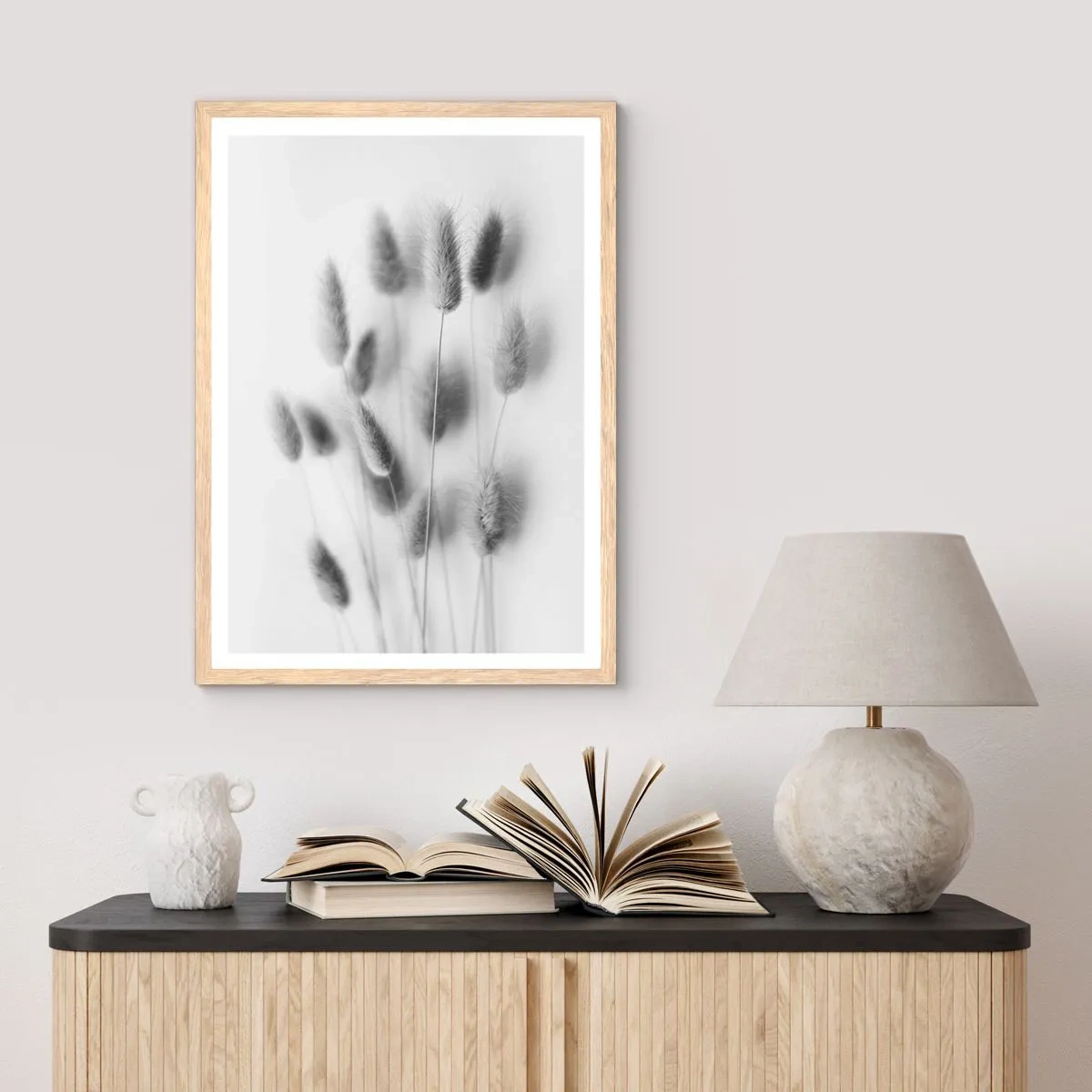 Plakat w ramie jasny dąb - Jej puszystość trawa - 30x40 cm