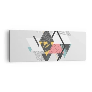 Obraz na płótnie - Geometryczne wzory na jasnym tle - 140x50cm - Wariacja na trójkąt i romb - Nowoczesna dekoracja ścienna do salonu i sypialni ARTTOR