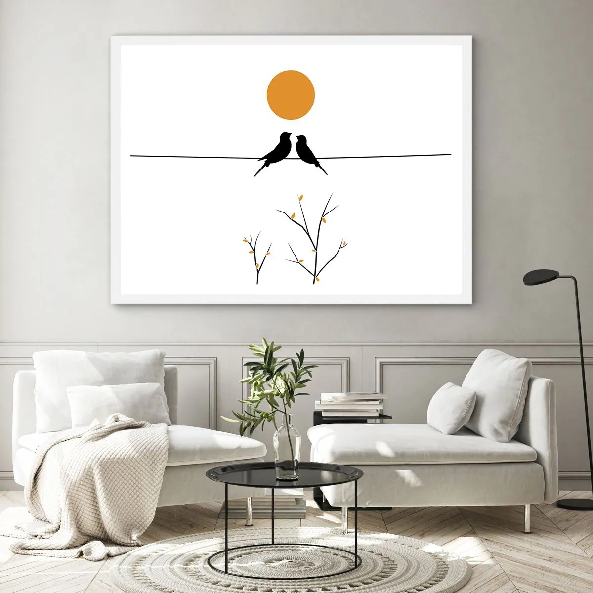 Plakat w białej ramie - Słowiczy wieczór - 91x61 cm