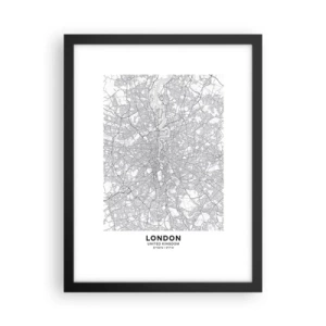 Plakat w czarnej ramie - Mapa londyńskiego labiryntu - 30x40 cm