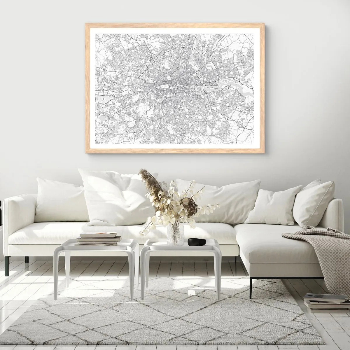 Plakat w ramie jasny dąb - Mapa londyńskiego labiryntu - 100x70 cm