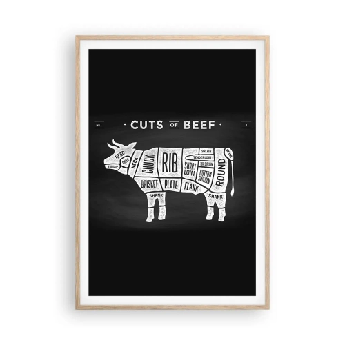Plakat w ramie jasny dąb - Elementarz masarza - 70x100 cm