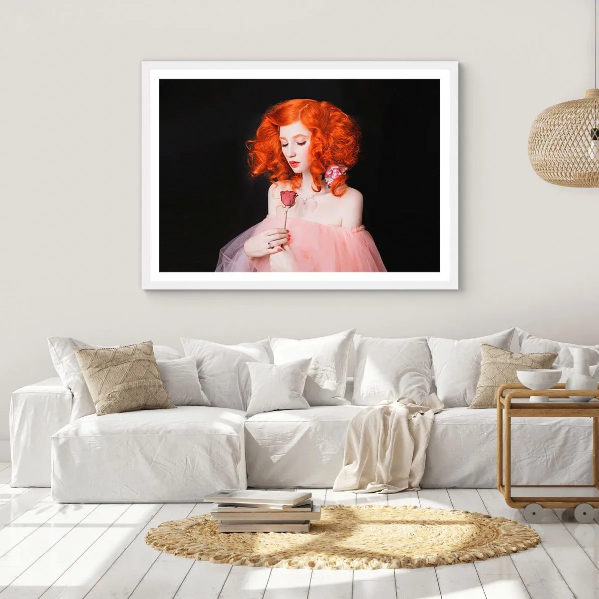 Plakat w białej ramie - W barokowym stylu - 100x70 cm