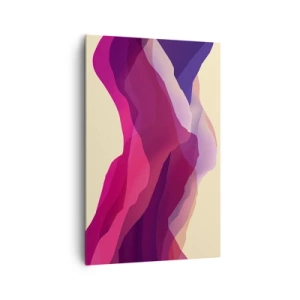 Obraz na płótnie - Abstrakcyjne fale w odcieniach purpury i różu na jasnym tle - 80x120cm - Fale purpury - Nowoczesna dekoracja ścienna do salonu i sypialni ARTTOR