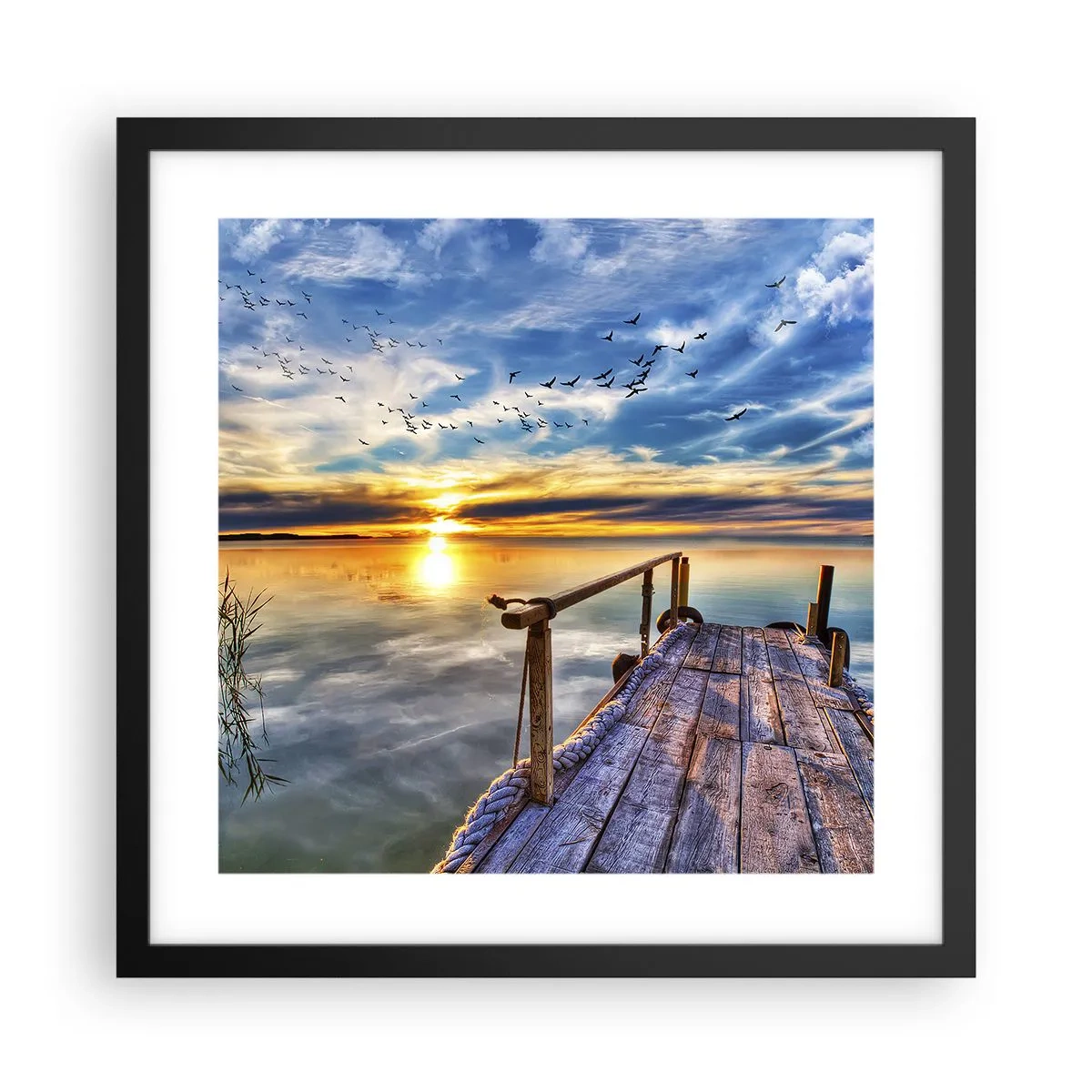 Plakat w czarnej ramie - Wiatr idzie na spoczynek - 40x40 cm