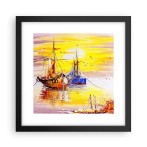 Plakat w czarnej ramie - Zasłużony odpoczynek w porcie - 30x30 cm