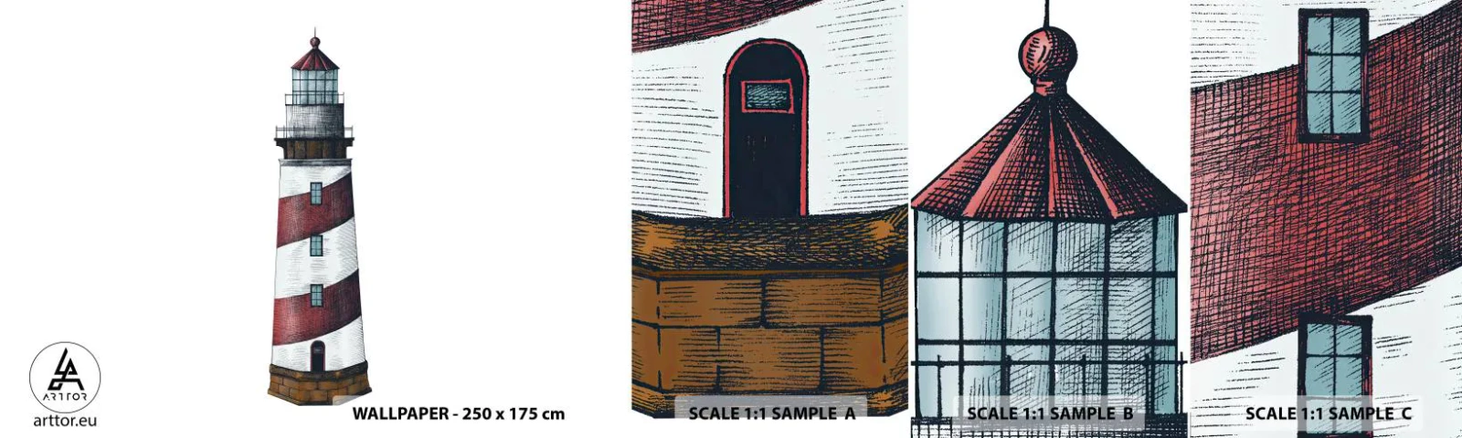 Fototapeta Próbka Samoprzylepna Deluxe Sticker - Zawsze na straży - Latarnia Morska, Marynistyczny, Nadmorski - 100x30 cm