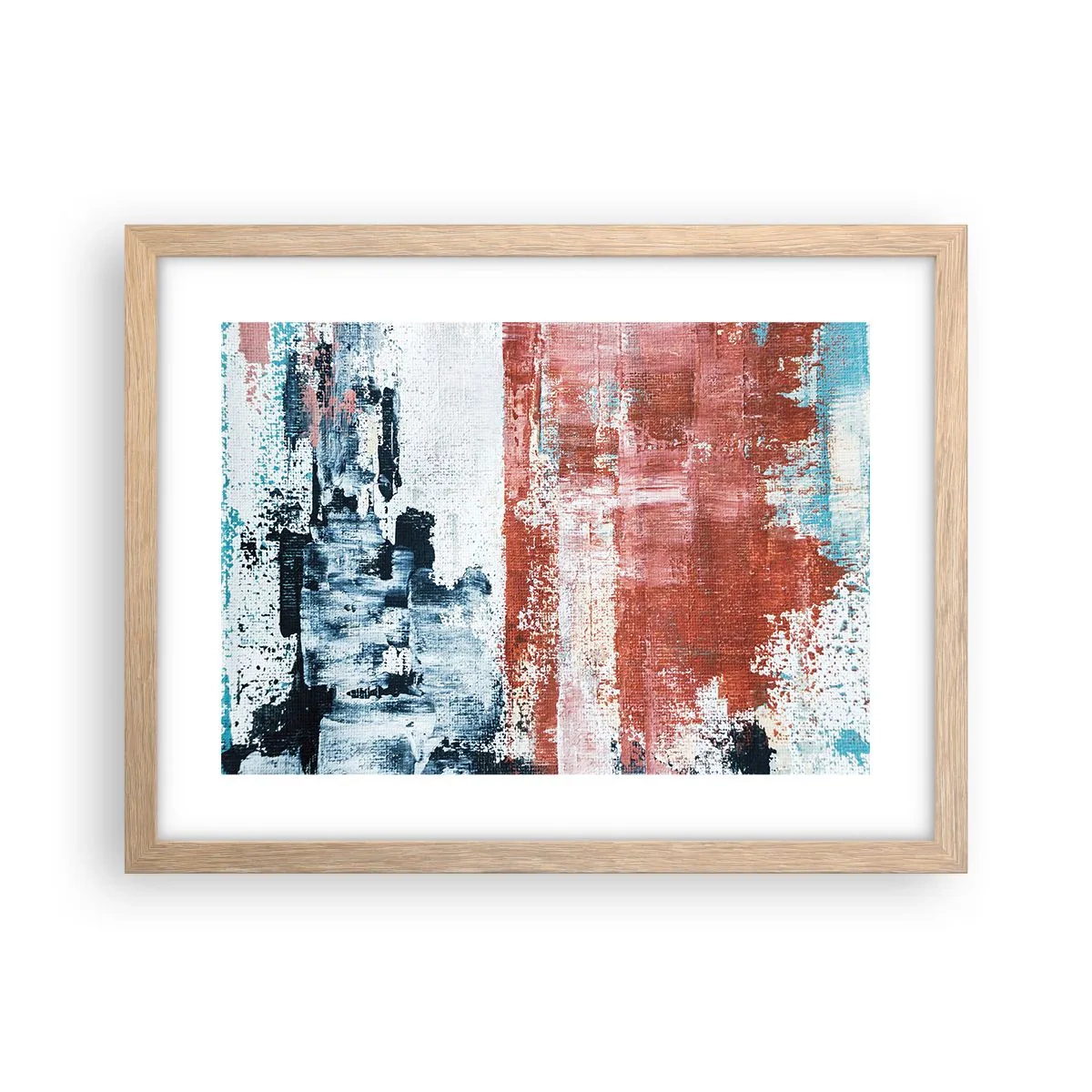 Plakat w ramie jasny dąb - Abstrakcyjne pół na pół - 40x30 cm
