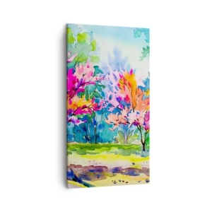 Obraz na płótnie - Tęczowy ogród w wiosennym blasku - 45x80 cm