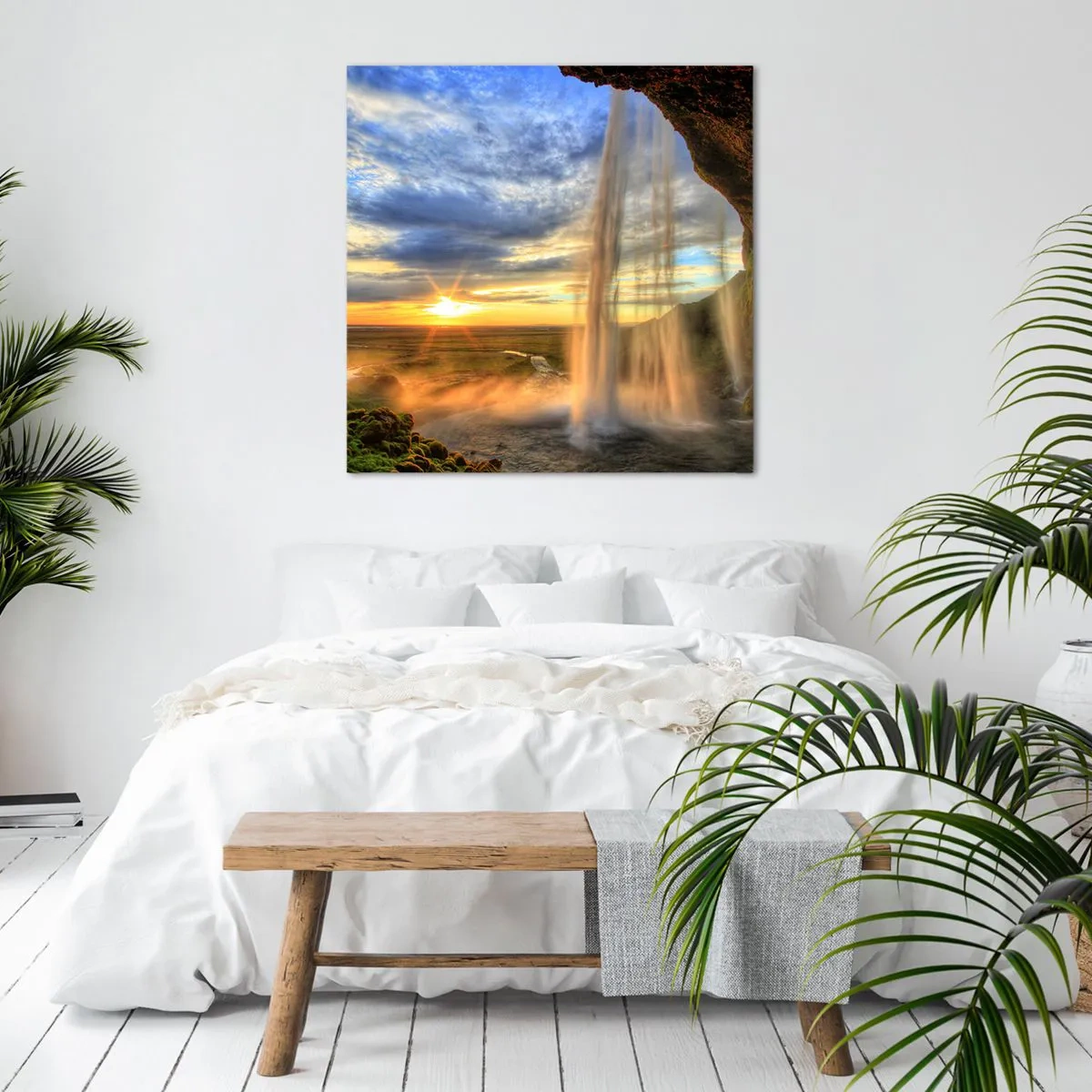 Obraz na płótnie - Świat za zasłoną kropel - 40x40 cm