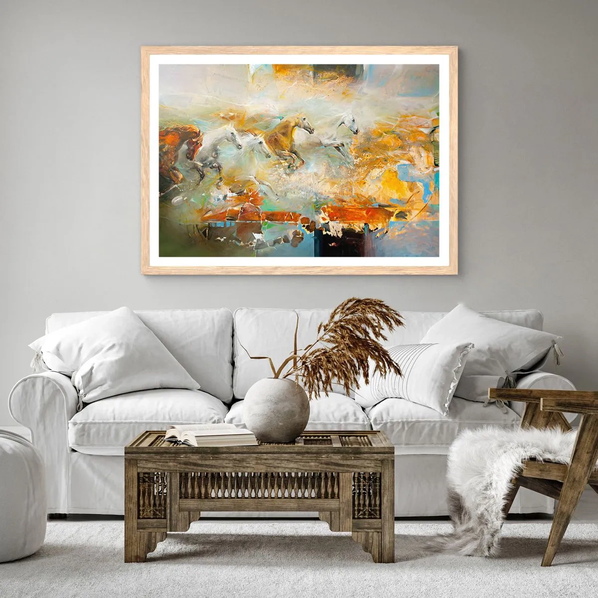 Plakat w ramie jasny dąb - Galopem przez światło - 91x61 cm